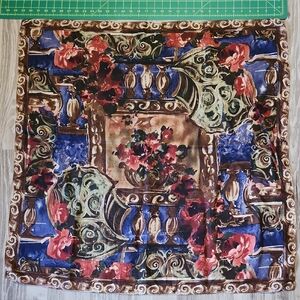 Vintage Silk New York Studio Floral Baroque Scarf - Large